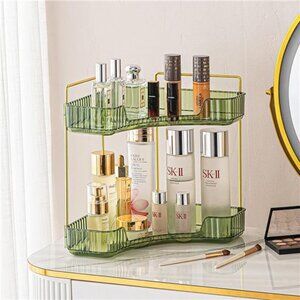 2-Tier Corner Bathroom Counter Organizer – Classic Storage Shelf for Makeup